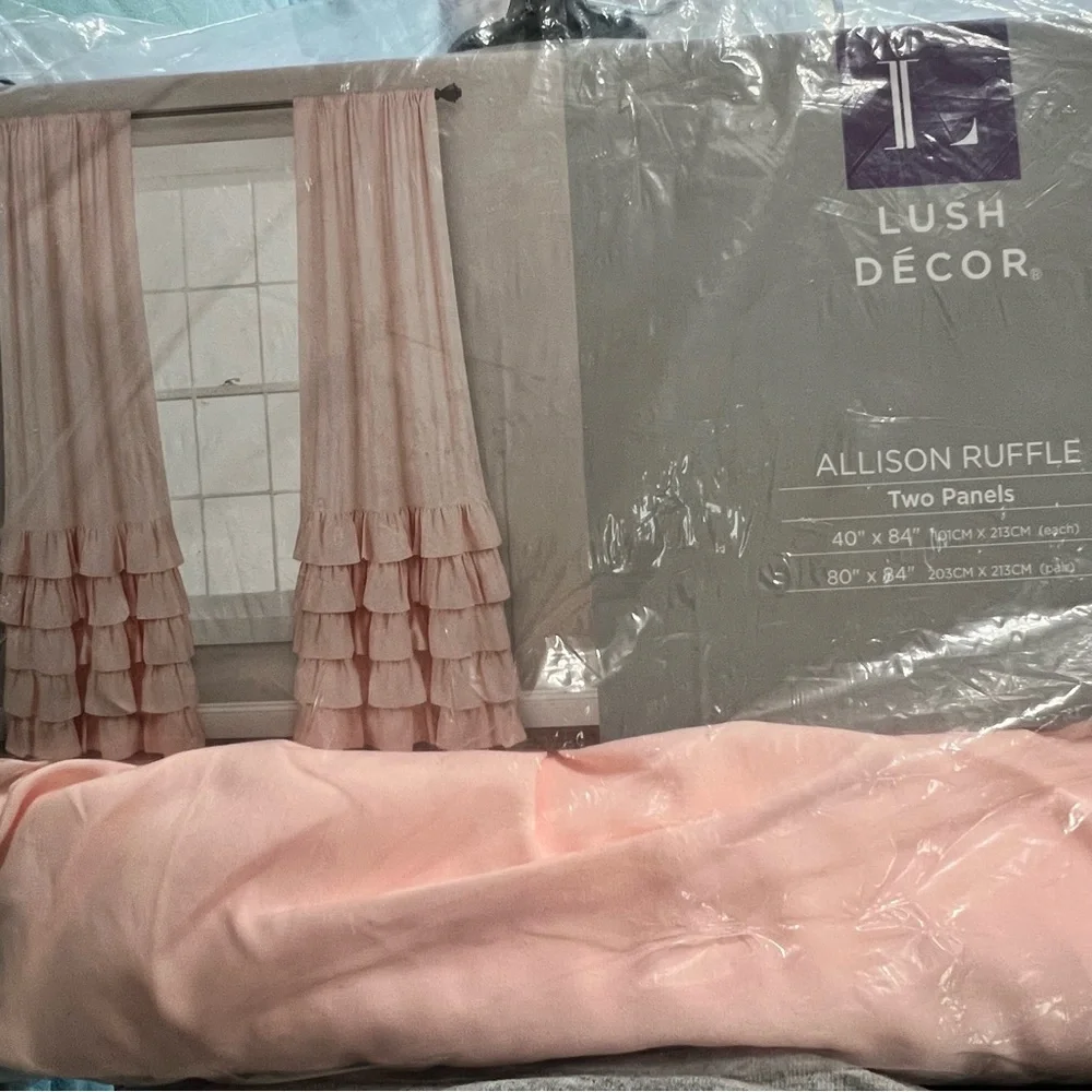 Lush Decor Allison Pink Ruffled Curtains 2 Panels 40” X 84”